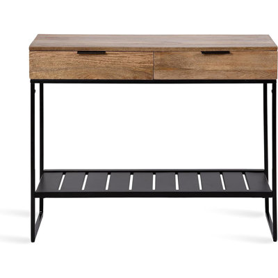 Giguere Wood and Metal Console Table with Storage Shelf