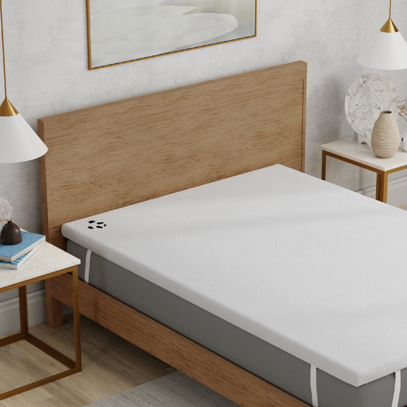 Panda Memory Foam Bamboo Mattress Topper - Hypoallergenic, Orthopaedic Support with Removable Cover, Small Double (4')