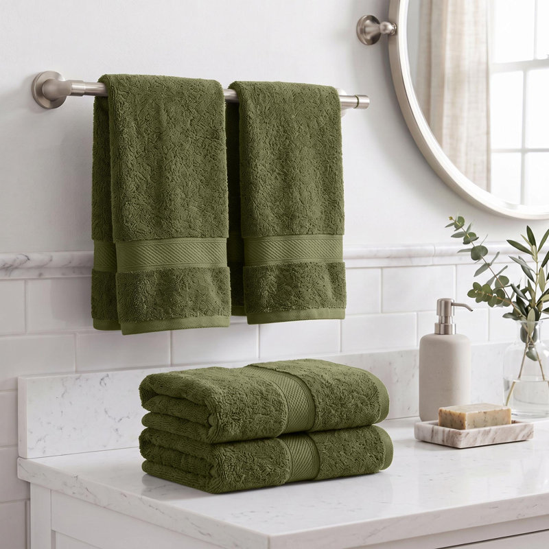 Coton luxueux et hautement absorbant Renata, Vert forêt