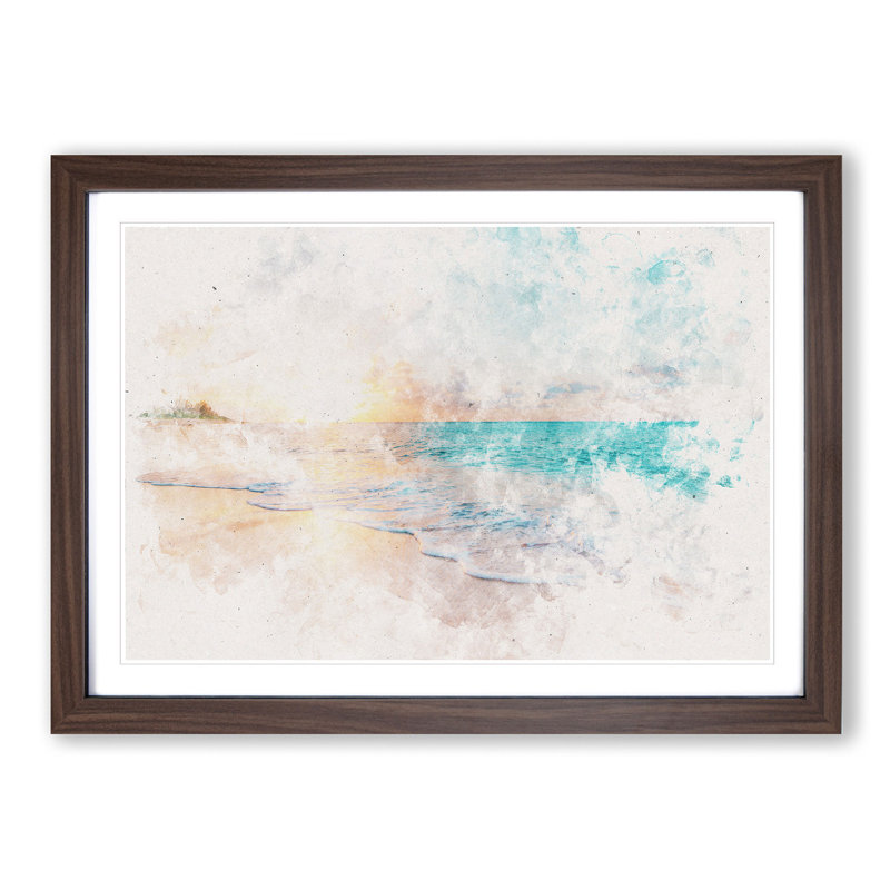 North Shore Beach Hawaii - Picture Frame Graphic Art Print, Walnut Framed, 24cm H x 33cm W x 2cm D