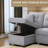 82.5'' Upholstered Sleeper Sofa With Storage Chaise-1234480159