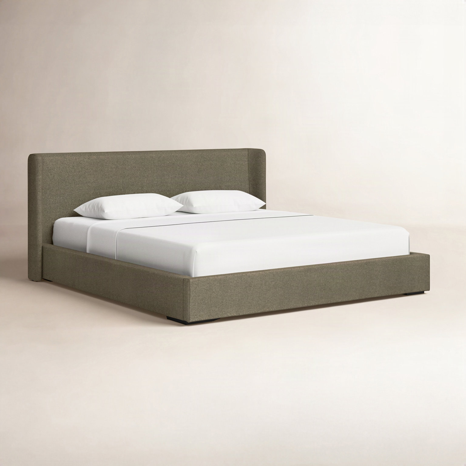 Wolcott Upholstered Platform Bed, Queen, Olive Green