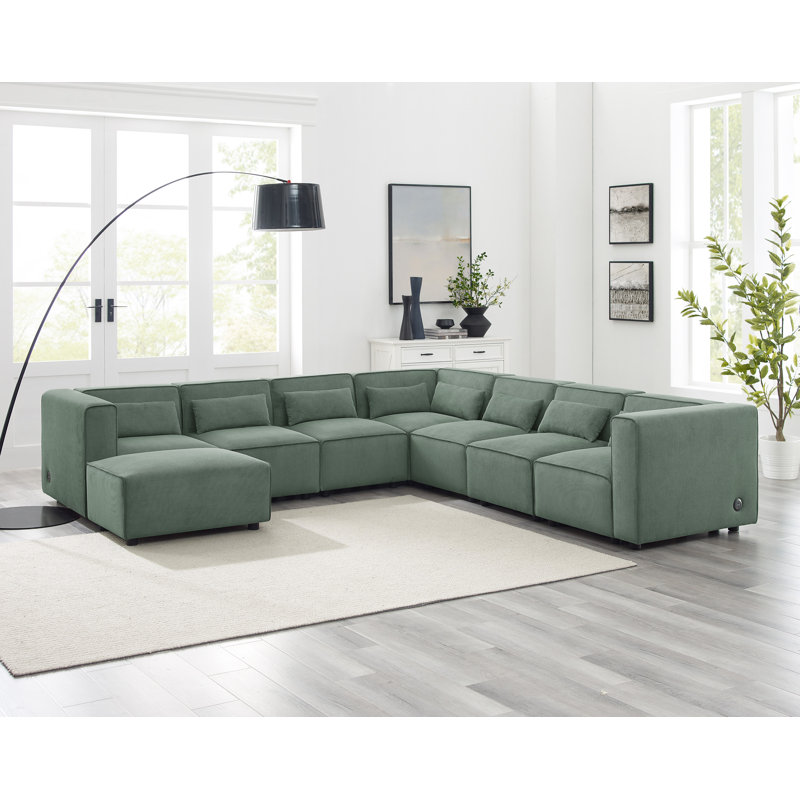 Canapé modulaire Quinterrious MINIMORE, Velours côtelé vert