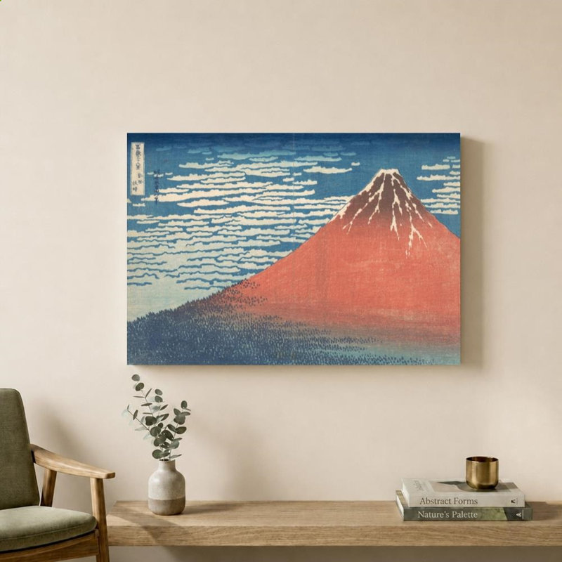 «South Wind, Clear Sky (Red Fuji)» par Katsushika Hokusai - impression sur toile, 18" H x 24" W, Wrapped Canvas