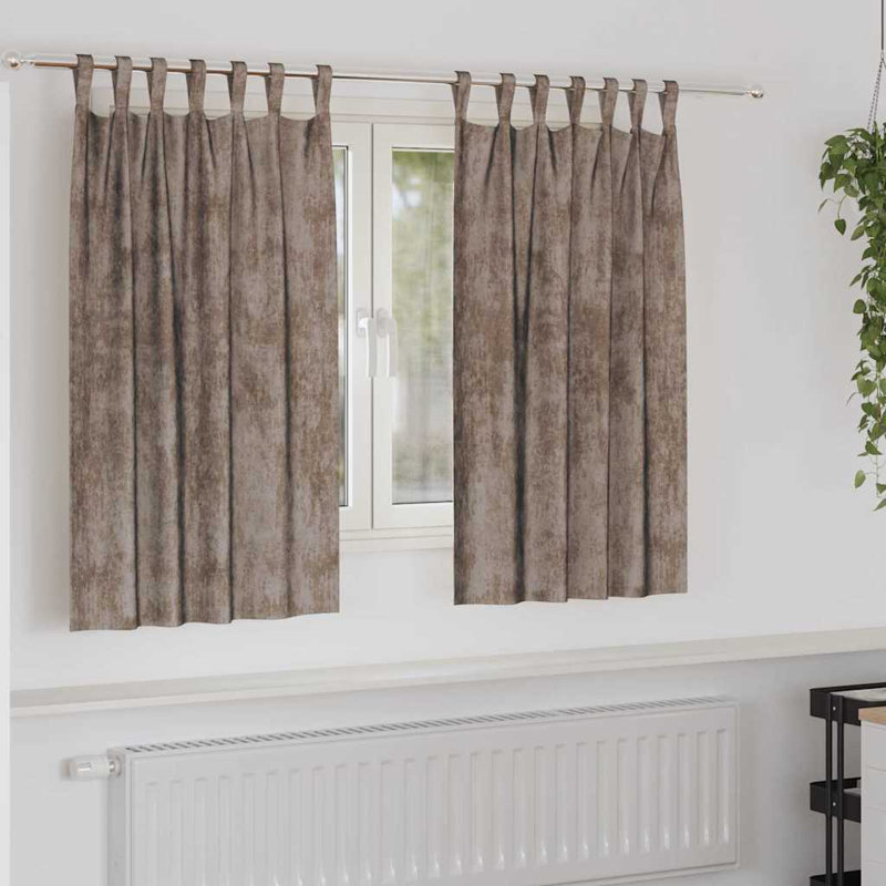 Alithia Velvet Room Darkening Curtain Pair, 140cm Width x 140cm Drop, Cappuccino