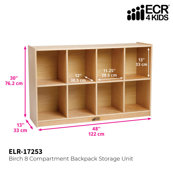 ECR4Kids 8-Compartment Mobile Backpack Storage Cabinet, Classroom  Furniture, Natural & Reviews
