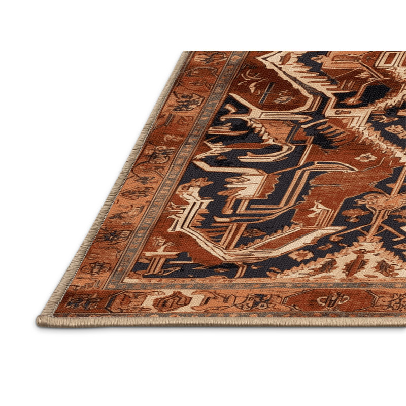 Machine Washable Persian Brown Area Rug, Rectangle 6' x 9'