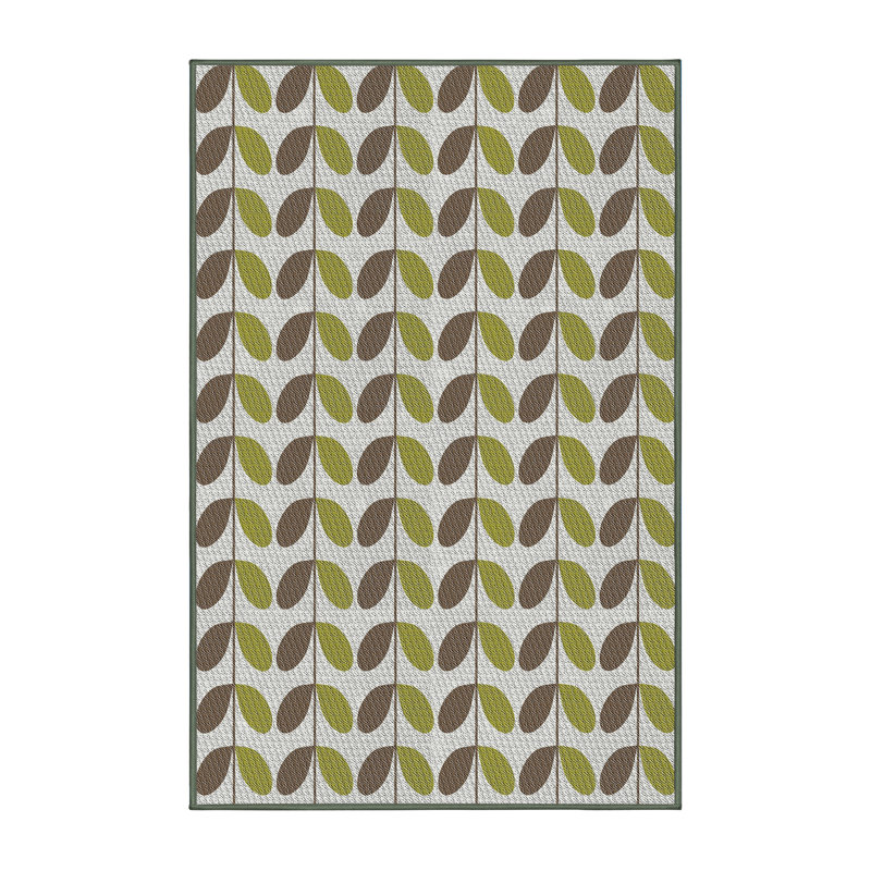 Tapis vert/brun tissé à la machine, Rectangle 2 pi x 4 pi