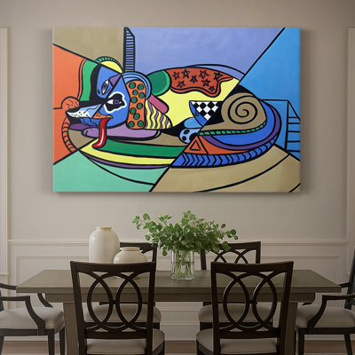 Abstract Dog (Pop Art Style)-Romero Britto-Gallery Wrapped Canvas-Contemporary