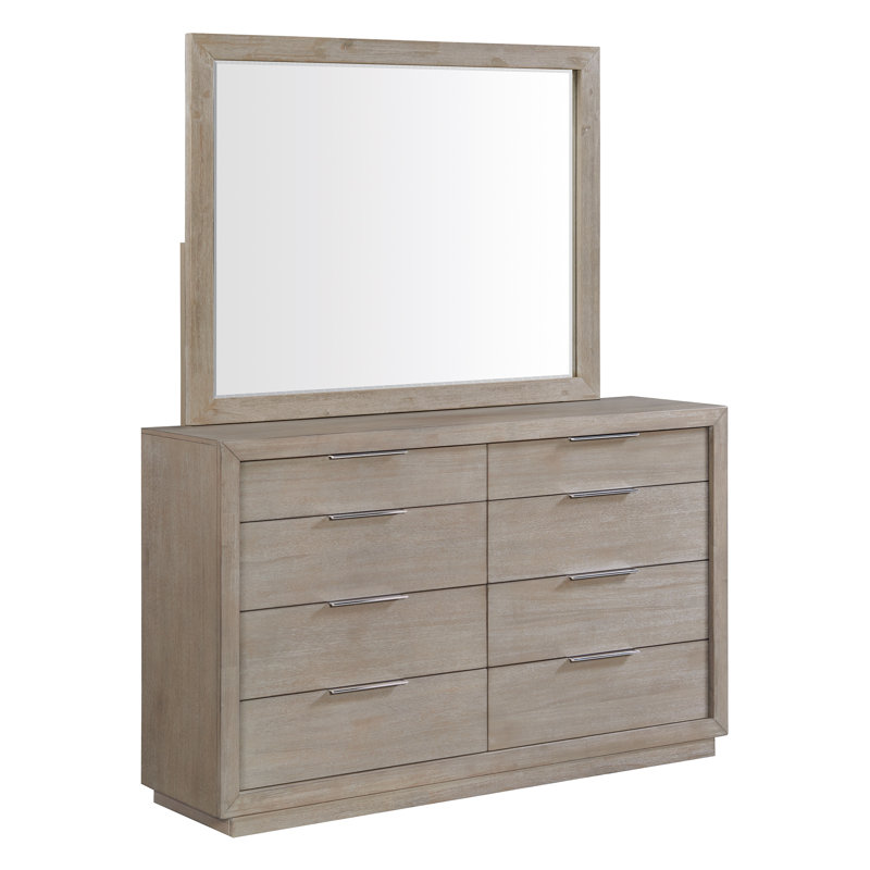 Ensemble commode et miroir gris