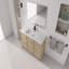 Meuble-lavabo autoportant 48 po avec lavabo en résine et 3 portes d'armoire à fermeture en douceur, contreplaqué, chêne Dune