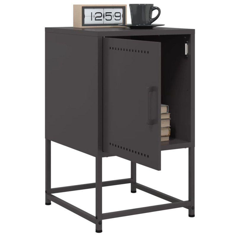 Anzel 36cm W Steel Bedside Table, Black