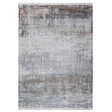 Lexus Grey Abstract Machine Made Viscose Area Rug