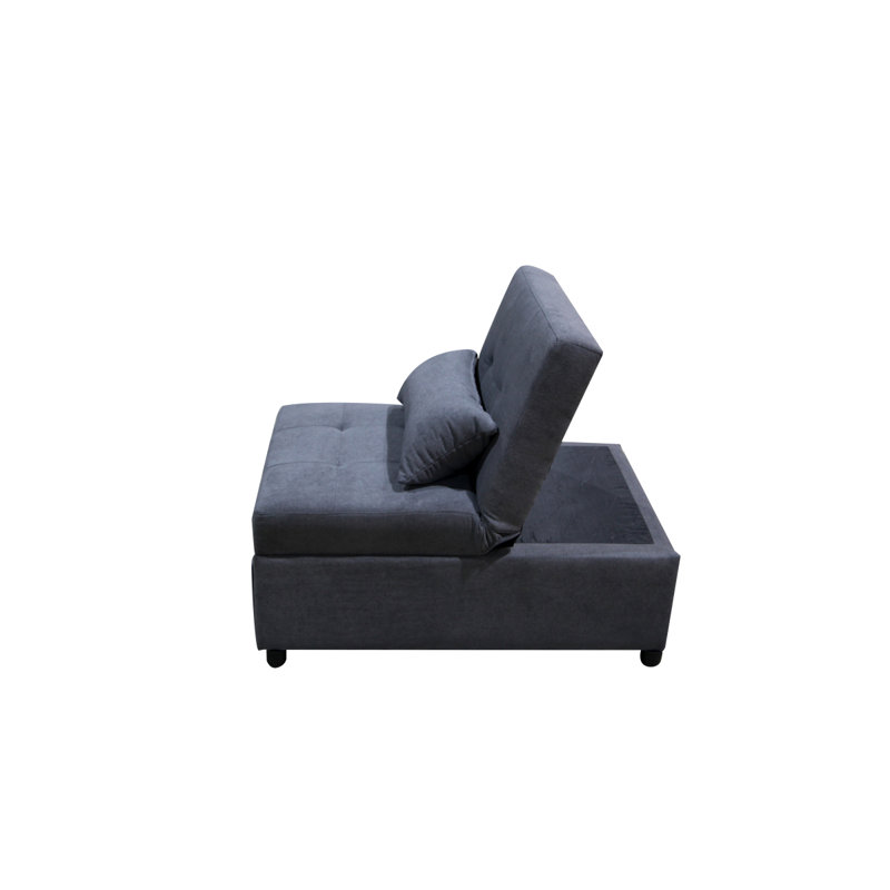 Canapé-lit pliant avec repose-pieds, Tissu gris foncé