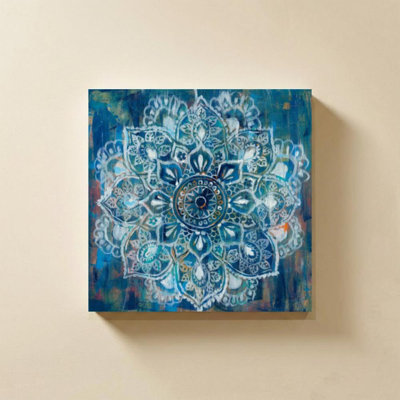 Mandala en bleu II par Danhui Nai - impression sur toile