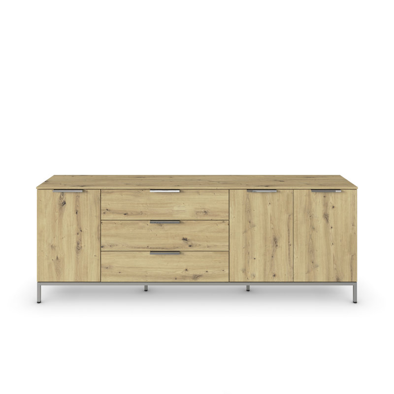 Flipp 3 Drawer 200Cm W Combo Dresser, Artisan Oak/Chrome
