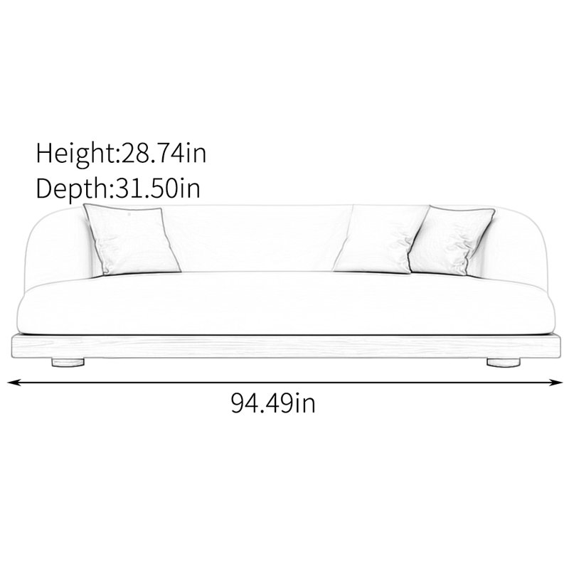 Canapé créatif simple, H 28,74 po x l 94,49 po x P 31,5 po, Orange-brun