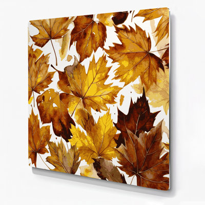 Botanical Beech Leaves Brown Metal Wall Art