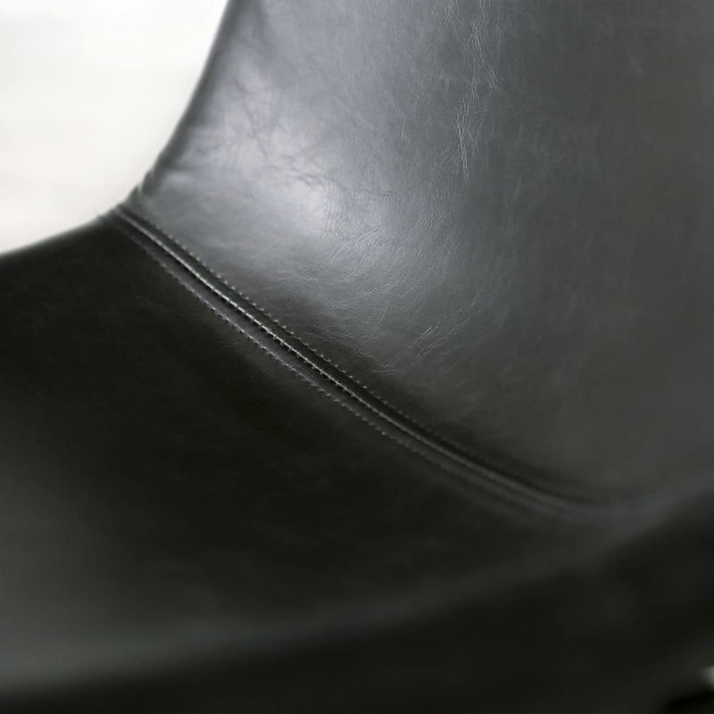 Set of 2 Black Faux Leather Upholstered Dining Chairs with Metal Legs