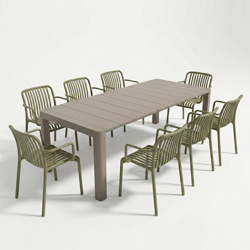 Seine 8 - Person Patio Dining Set with, Green/Grey