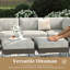  7-Piece Outdoor Modular Wicker Sectional Sofa with Fire Pit Table, Patio Furniture Conversation Set with Deep Seating and Thick Cushions-1080024930