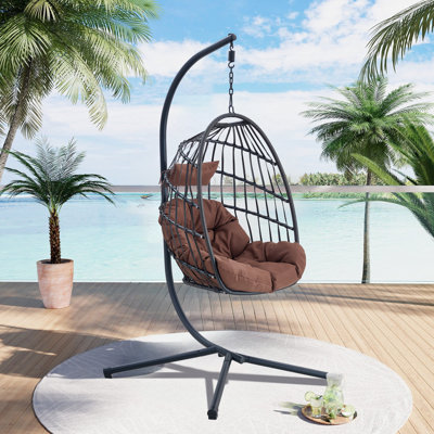 Balancelle de 79 po de hauteur avec support et coussins pour l'intérieur et l'extérieur