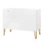 Commode cannelée 35 po Dumbo en blanc (3 tiroirs)-173075563