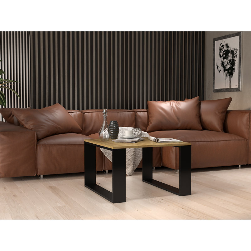 Shanequa Coffee Table, Natural, Black, 40" H x 67" W x 67" D