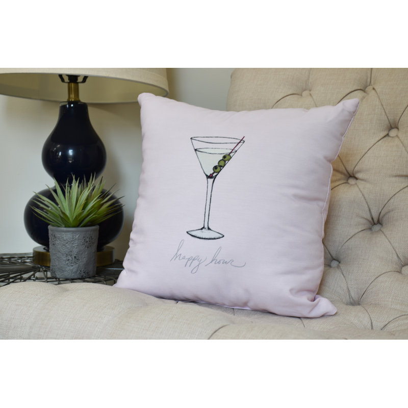 Housse et insert de coussin carré Palm Beach, Rose, H 16 po x l 16 po