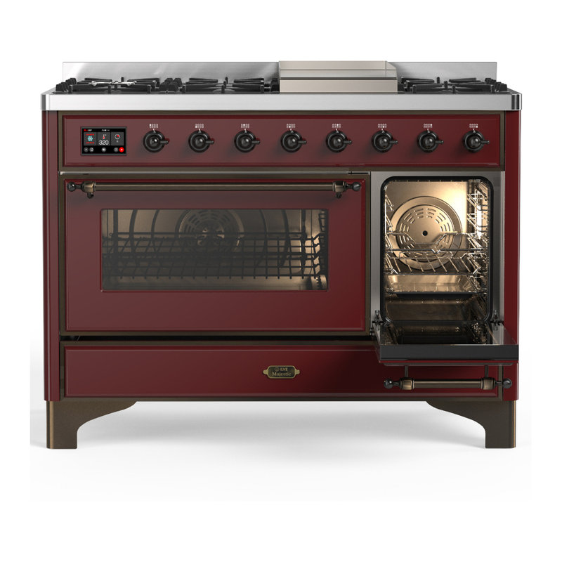 Majestic III Series 48 Inch Dual Fuel Range with 5 Sealed Burners, Griddle, Frenchtop in Matte Graphite (Liquid Propane, Burnished Trim)
