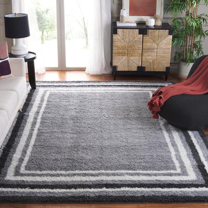 Maudeen Border & Stripe Shag 200 Performance Striped Rug, Rectangle 8' x 10'