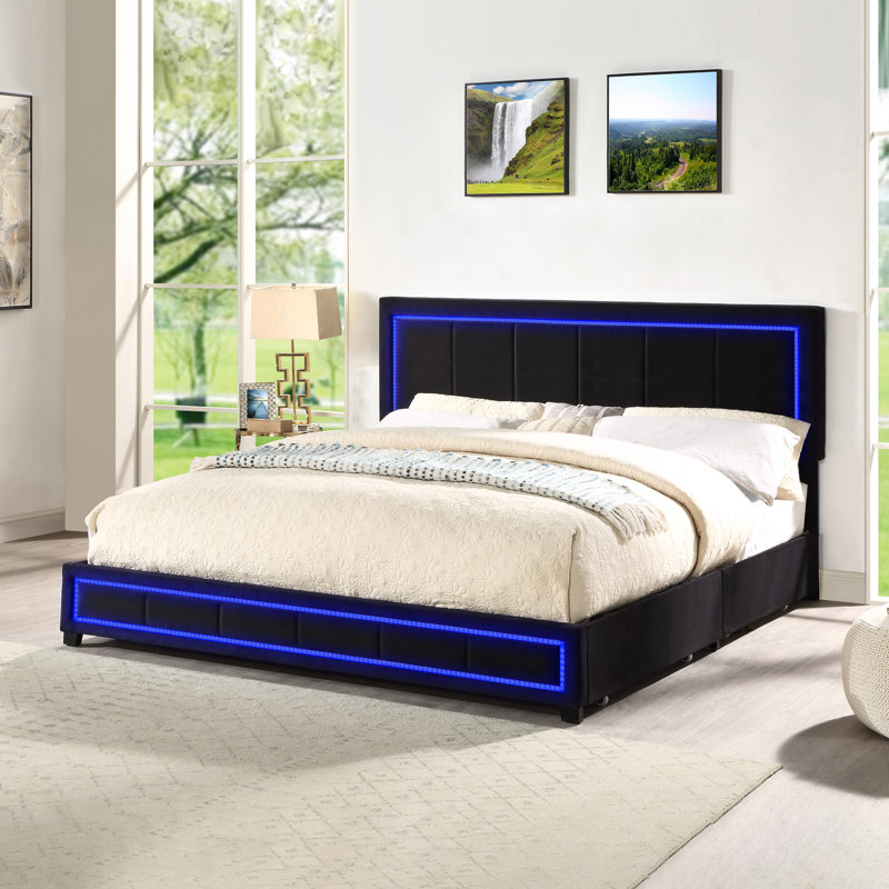 Allyse Storage Platform Bed, Black, Queen