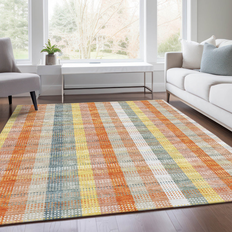 Premium Machine Washable Prisco Peach Rug, Rectangle 9' x 12'