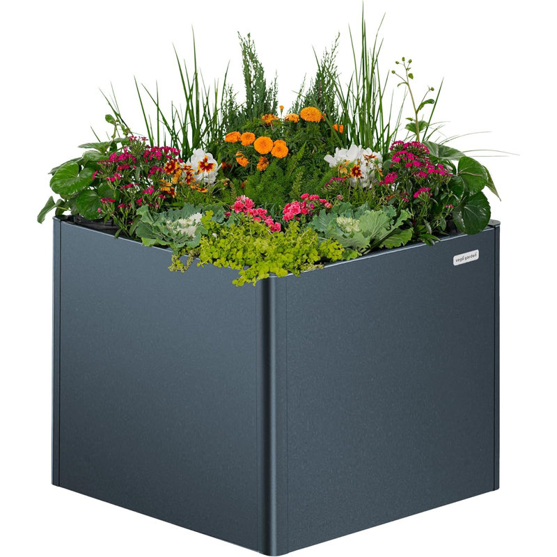 Modern 32" Tall Metal Outdoor Long Planter Box, 32" H x 42" W x 42" D, Midnight Blue