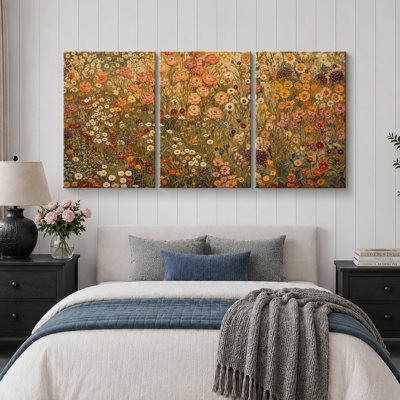 Art floral rétro, art de chambre à coucher, impression sur toile encadrée, 3 pièces 
