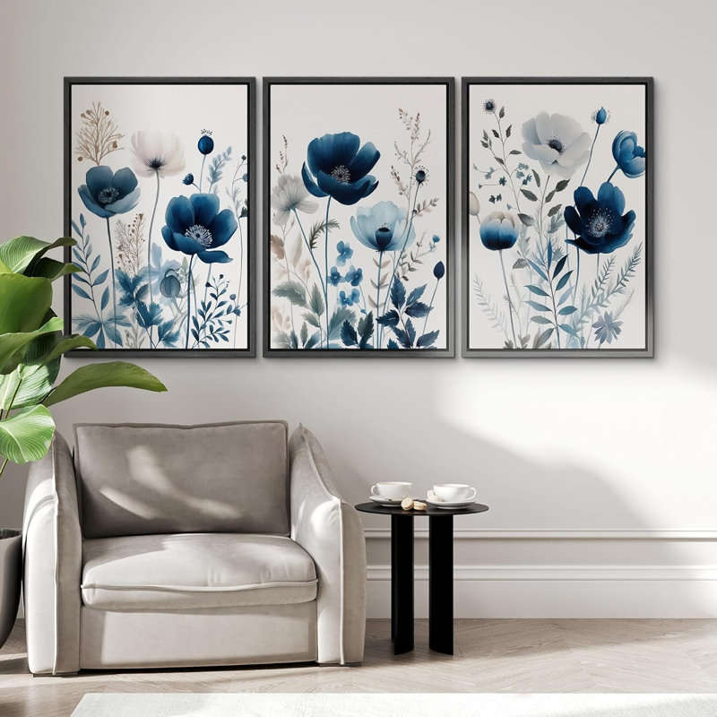 Fleurs de lys vibrantes, marguerite, jardin, œuvre d'art moderne, fleurs botaniques minimalistes, Noir, H 24 po x l 48 po