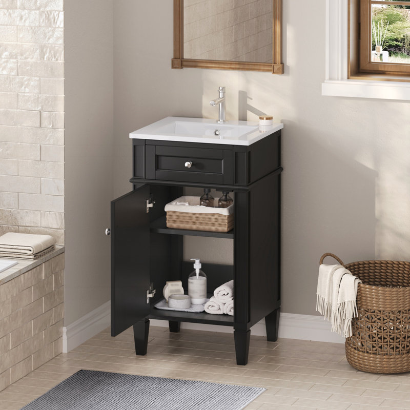 Meuble-lavabo 18 po avec lavabo en céramique, Black
