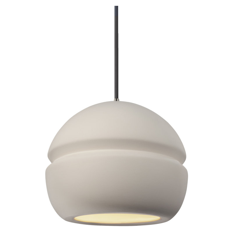 Luminaire suspendu à 1 lumière Logan, Nickel brossé, Bisque