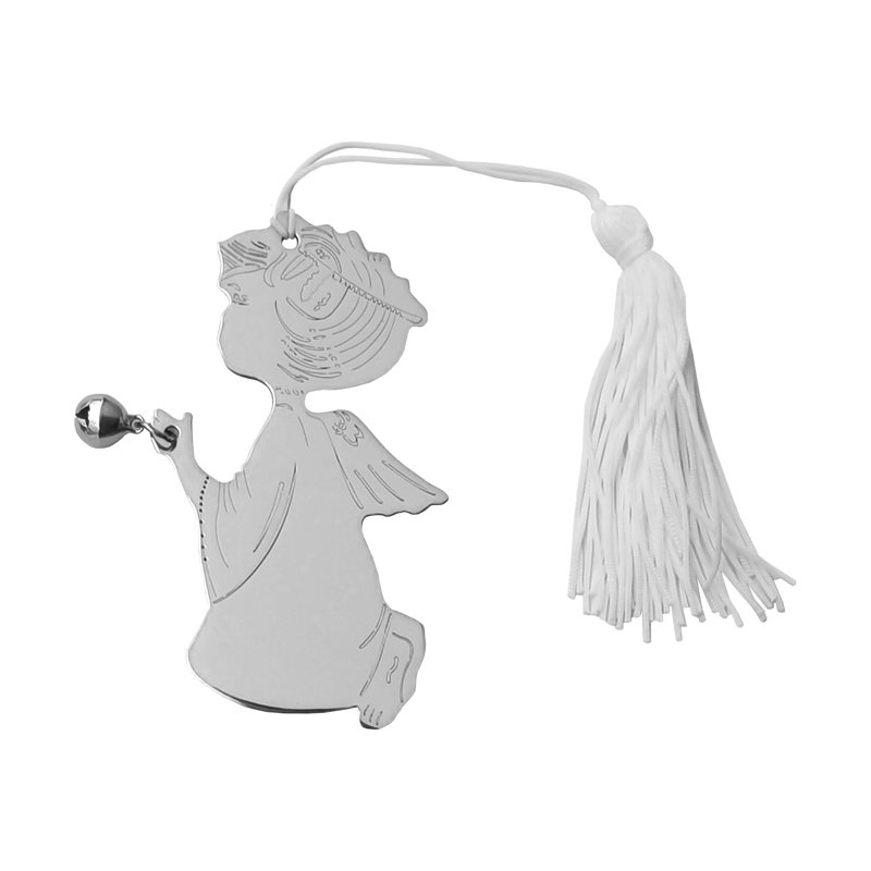 Ornement ange avec cloche et pampille blanche