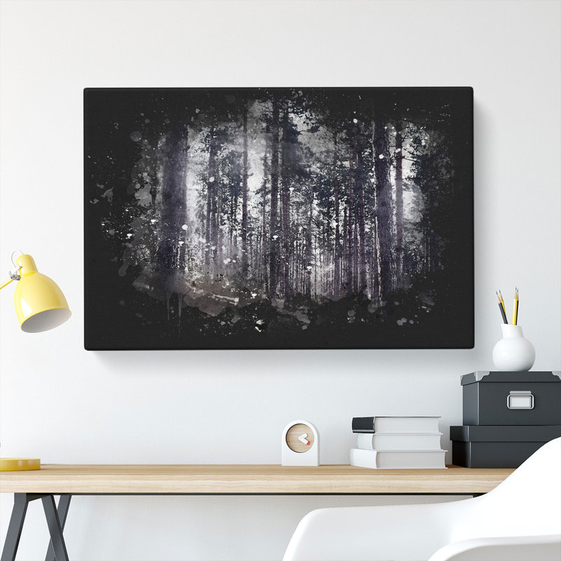 Conifer Tree Forest Vol.1 Paint Splash - Wrapped Canvas, 60cm H x 91cm W x 3cm D
