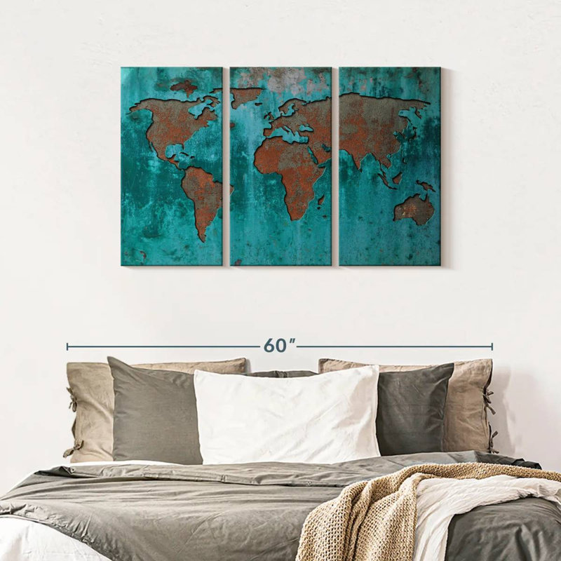 Impression sur mappemonde, impression sur toile, H 28 po x l 45 po x 1,25 po