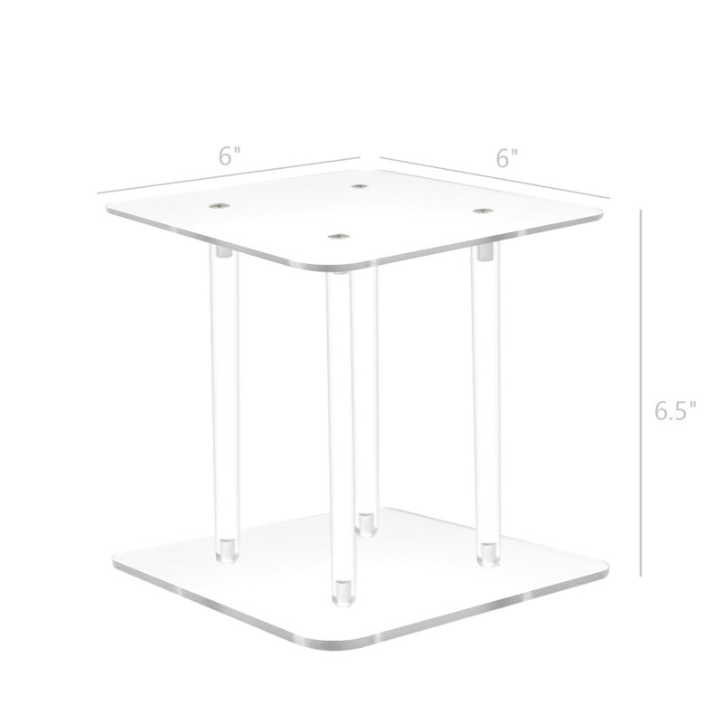 Présentoir de table en piédestal en acrylique transparent, H 6 po x l 6 po x P 6 po