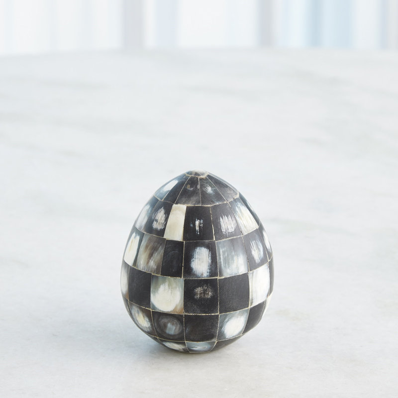 Horn Egg-Black-Med, Black, 4" H x 3.25" W x 3.25" D