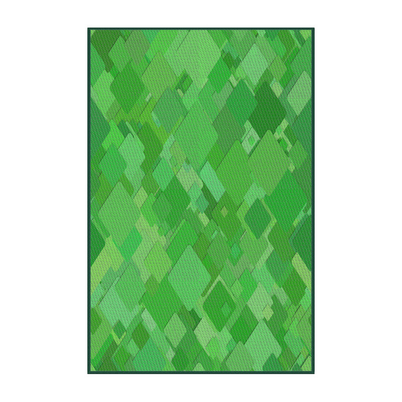 Tapis à motif géométrique vert, Rectangle 8 pi x 10 pi