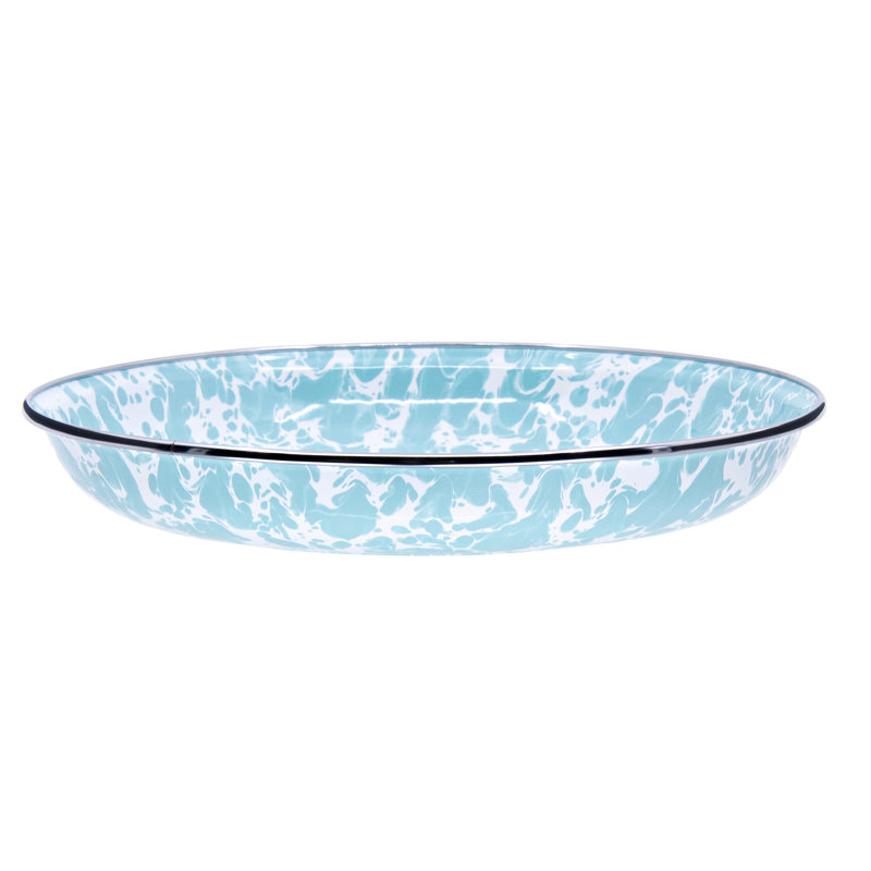 Swirl Enamelware Pasta Plate, Sea Glass
