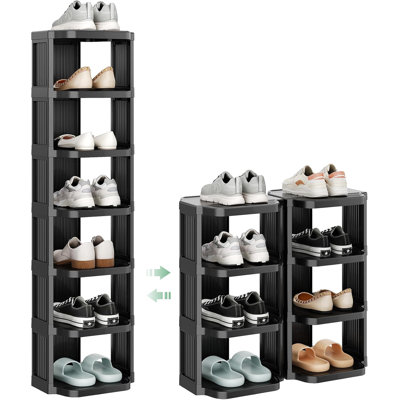 8-Tier Vertical Plastic Shoe Rack, Freestanding Stackable Storage Organizer