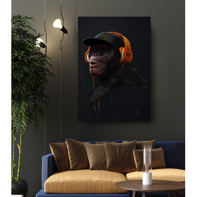 Swag Monkey avec écouteurs sur toile