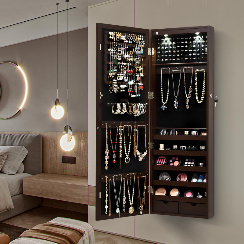 Ivy Bronx LED Lights Jewelry Cabinet, Door Hanging/Wall Mounted