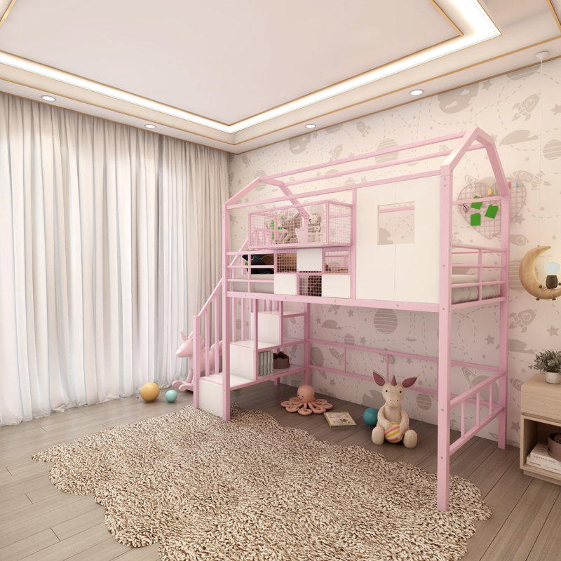 Lit mezzanine simple Celestiel Kids, Rose