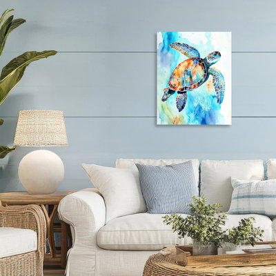 Toile de tortue de mer de style aquarelle, conception par LSR Creative Studio